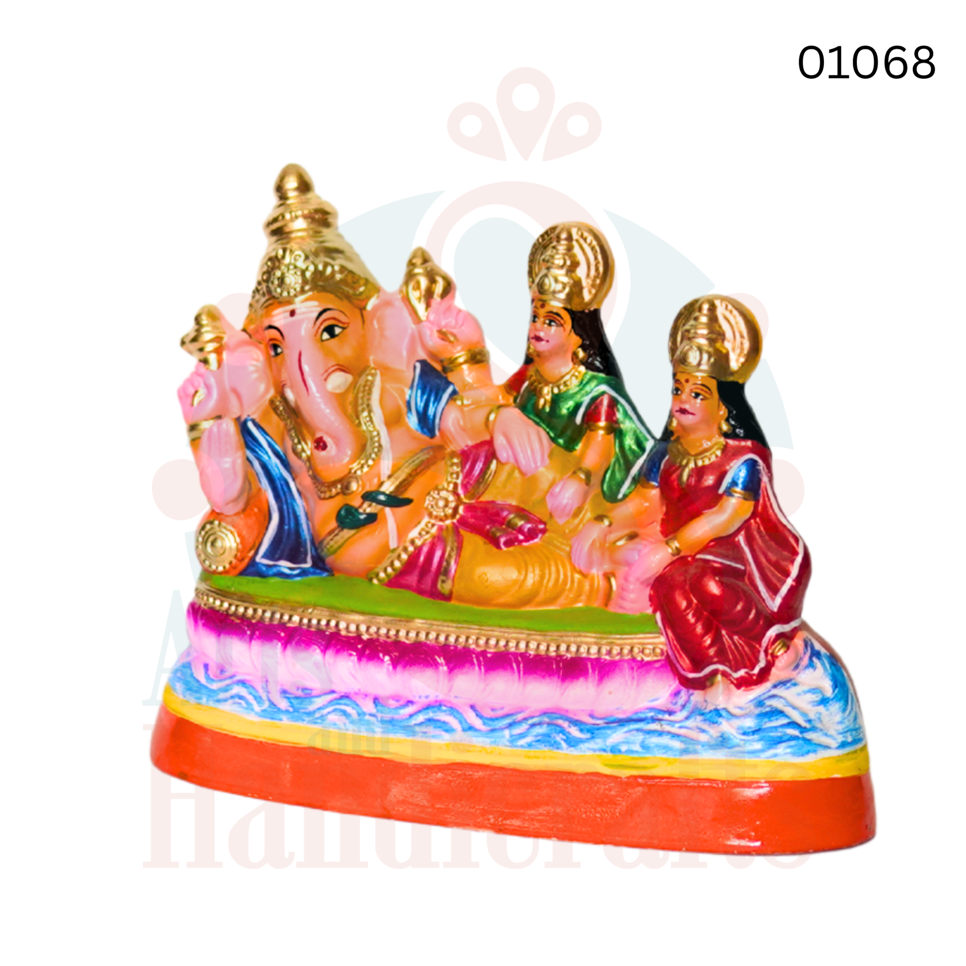 Siddhi Buddhi Vinayagar | 8 inches | paper mache